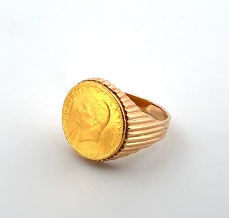 Size: 6.25 - 25 Kurush 14k Yellow Gold Bezel Set Ridged Ring 5g