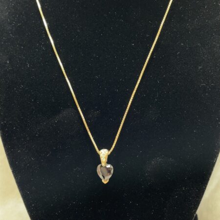 Ross Simons 18 Inch Gold Vermeil Necklace with Onyx Heart Pendant