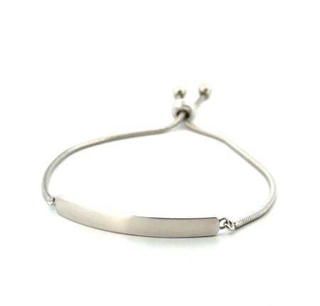 Max 9” Adjustable 925 Sterling Silver ID Bar 925 Sterling Silver Bracelet 7.4g