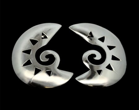 Vintage .925 Sterling Silver Modernist Crescent Moon Earrings, 15.1g