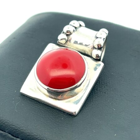 .925 Sterling Silver, Coral Side Pendant, 11.5g