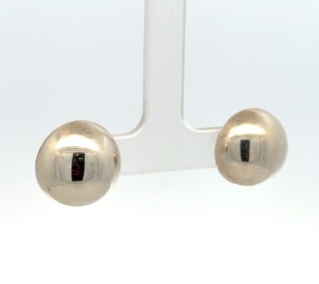 .925 Sterling Silver Round Button Stud Earrings 15.6mm, 3.2g