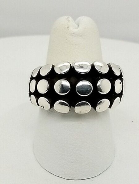 Solid Designer 925 Sterling Silver Dot Ring 17.1 Grams Size 6