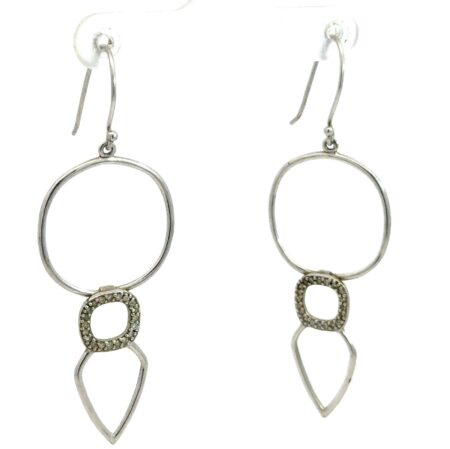 Vintage ATI .925 Sterling Silver Diamond Dangle Earrings 2.5g