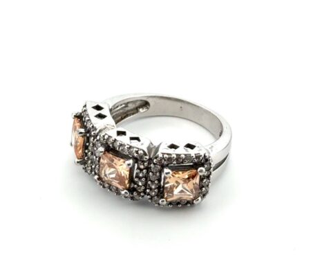 Joseph Esposito Citrine Triple Halo CZ 925 Sterling Silver Ring Size: 7.25