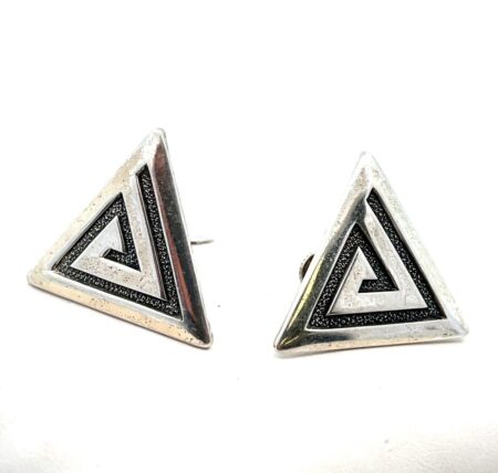 Vintage .925 Sterling Silver Screw Back Triangle Earrings 7.4g