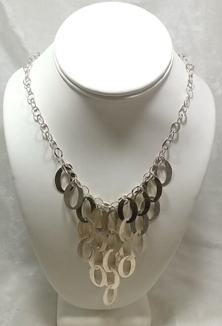 Milor Italy 925 Sterling Silver Multi Discs Cascading Dangle Drop Necklace 24"