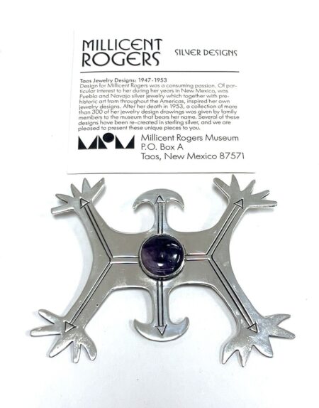 Millicent Rogers Museum 925 Sterling Silver & Amethyst Smiling Face Brooch 46.4g