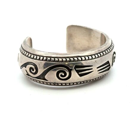 C. Bowie IHMSS 925 Sterling Navajo Cuff Bracelet, 6”, Slight Dent On Edge, 59.3g