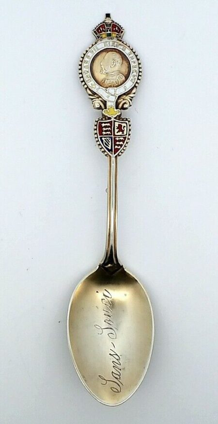 King Edward VII & Emperor Sterling Silver Souvenir Spoon Engraved Sans-Souci