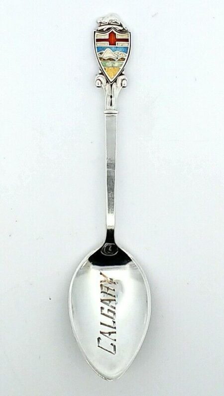 Sterling Silver Enamel Calgary Canada Souvenir Spoon 3.5 Inch