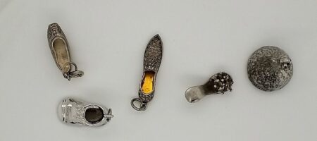 Various Sterling Silver Charms 5 Pcs- Hershey Kiss,Fancy Slipper,Shoe 16.8 Grams
