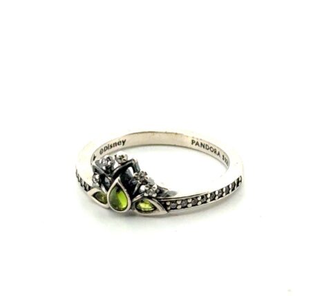 Size: 5.5 Pandora S925 ALE Disney Tiara Green Crystal Ring 2.1g