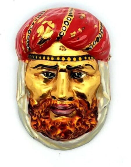 Sterling Silver Turbaned Man Pin/Brooch With Painted Face 29.3 Grams