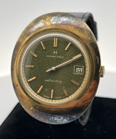 Vintage 38mm Hamilton Self-Winding Swiss Made Oval Case Green Dial 820003-4