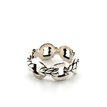 Size: 10 JAI Thailand 925 Sterling Silver Interlocking Box Chain Link Ring 8.6g