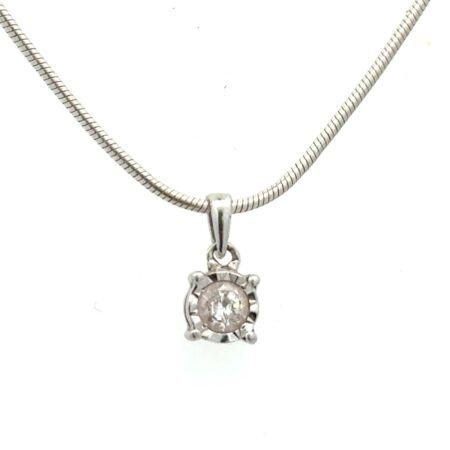 EFFY .925 Sterling Silver .25ctw Diamond Pendant on 18” 925 Sterling Snake Chain