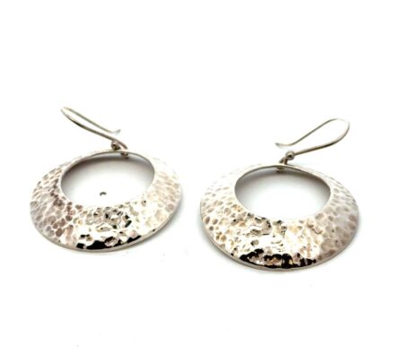 Vintage ATI 925 Sterling Silver Hammered Disc Earrings, Made In Mexico, 14.7g