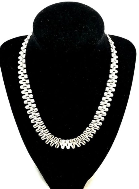 925 Sterling Silver Bar Link 17" Necklace w/ Matching 7" Bracelet Set