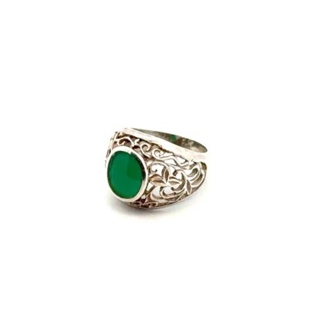 .925 Sterling Silver Green Onyx Ring, Size - 4.25, 3.2g