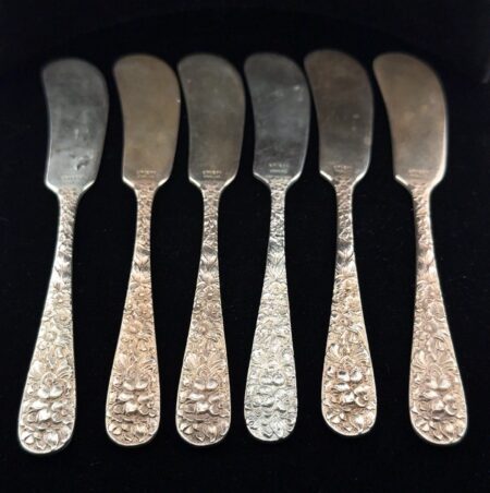 Lot of (6) - Stieff Rose 925 Sterling Silver Flat Handle Butter Knives 188.9g