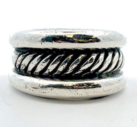 925 Sterling Silver Striped Design Ring 12.0 Grams Size-8.25