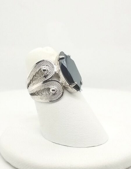 .925 Sterling Silver Marquise Cut Marcasite Ring Size 5 1/2 3.5g