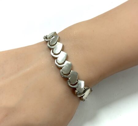 6.75” Interlocking Heart Link 925 Sterling Silver Bracelet 29.5g