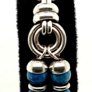 925 Sterling Silver Turquoise 7" Bracelet With Toggle Clasp 31.7 Grams