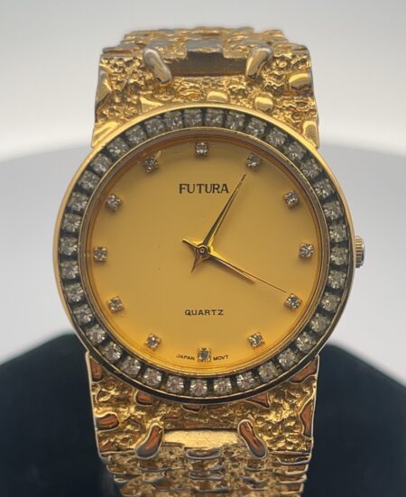 32mm Futura Ladies Quartz Gold Nugget Stainless Steel Wristwatch w/ New Battery