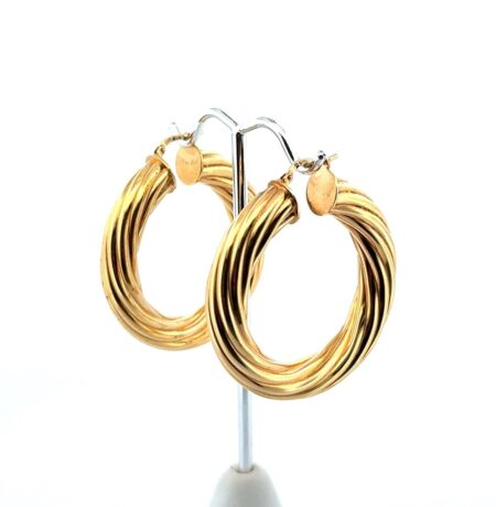 Italy 18k Gold Plated 925 Sterling Silver Large Twisted Hoop Earrings 25.4g