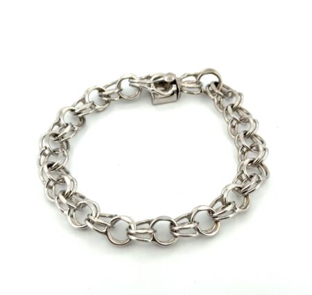 6.5” ETON 925 Sterling Silver Double Circle Link Bracelet 13.3g