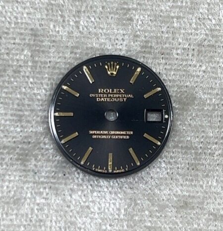 20mm Rolex Oyster Perpetual Datejust Black Dial Gold Stick Markers
