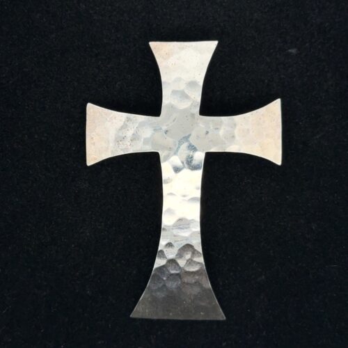 .925 Sterling Silver Hammered Cross, Mexico, 10.6g
