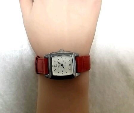 Ecclissi Sterling Silver Ladies Quartz Watch With Red Genuine Leather Band