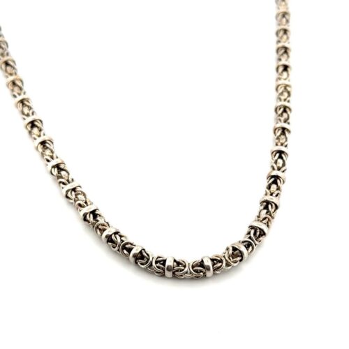 20” x 6.5mm Heavy 925 Sterling Silver Byzantine Chain Hook Clasp Necklace 62g