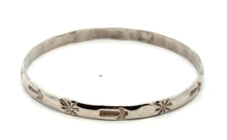 .925 Sterling Silver 8.5” Hatchet Bangle Bracelet 15.4g