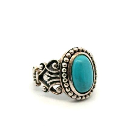 Vintage Avon .925 Sterling Silver Blue Simulated Turquoise Ring Size-6, 6.7g
