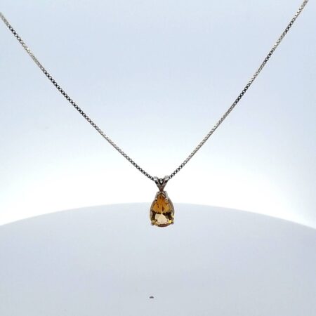 Sterling Silver Pear Shape Tourmaline on 16" Sterling Box Chain 3.8 Grams