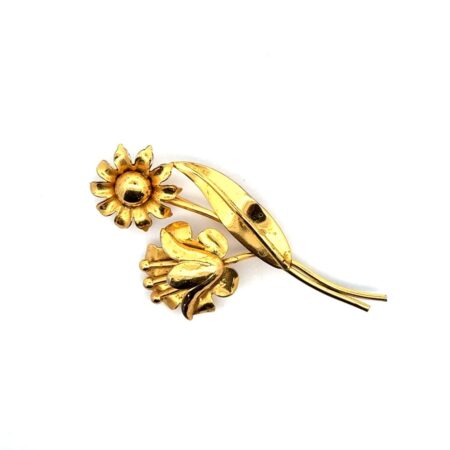 Corocraft .925 Sterling Silver Gold Vermeil Flower Pin, 8.7g