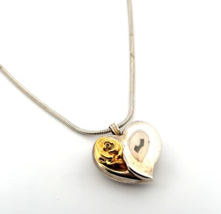 20” Gorham 925 Sterling Silver Rose Heart Pendant Snake Chain Necklace 23.3g