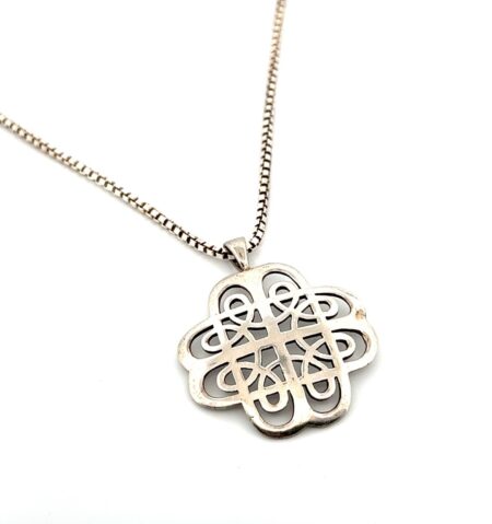 16” - 925 Sterling Silver Quatrefoil Pendant Box Chain Necklace 17g