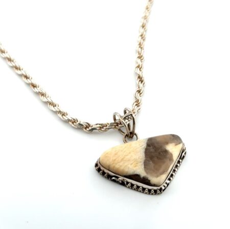 16” x 3.5mm Agate w/ Quartz Inclusion 925 Sterling Silver Pendant Necklace 31.6g