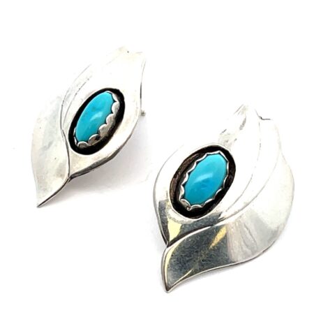 Vintage Robert M. Johnson .925 Silver & Turquoise Earrings 7.8g - Southwestern