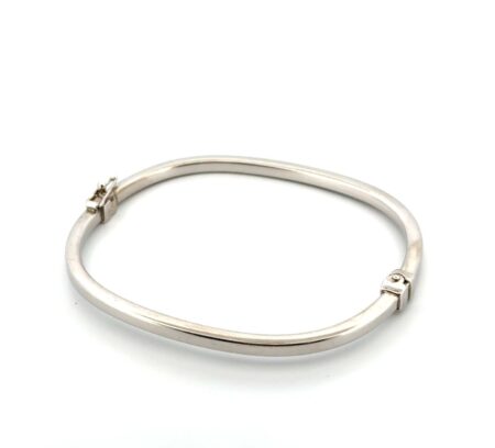 7” Rectangular 925 Sterling Silver Hinged Bangle Bracelet 7.3g