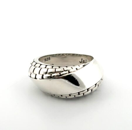 Size: 10 JAI Thailand 925 Sterling Silver Textured Polished Swirl Ring 11.9g