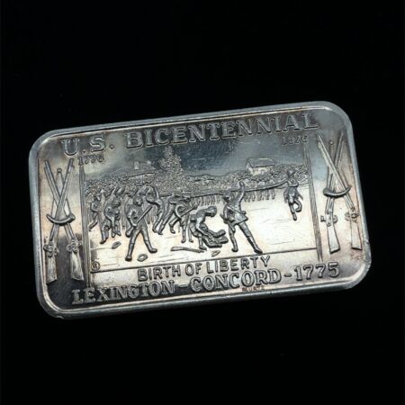Lexington-Concord Bicentennial .999 Silver 1 oz Ingot, Liberty Mint