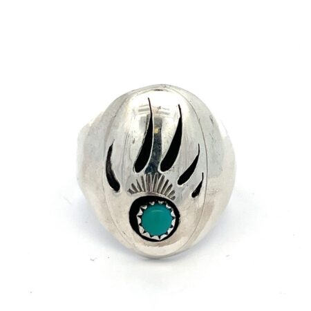 Rex Abeita Navajo Bear Claw Turquoise 925 Sterling Silver Ring Size: 14