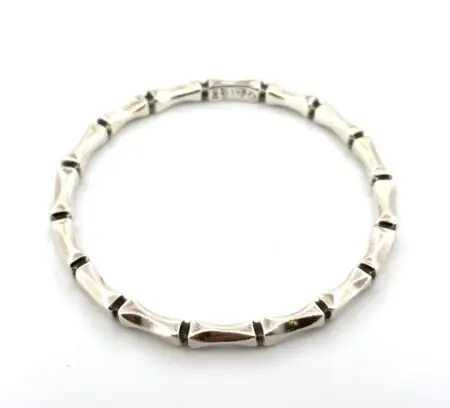7.5” Mexico 925 Sterling Silver Bamboo Link Bangle Bracelet 29.2g