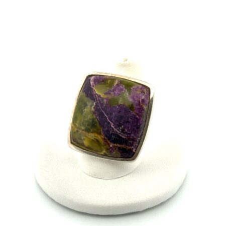 Size: 8.75 Natural Stitchtite Stone 925 Sterling Silver Ring 13.9g